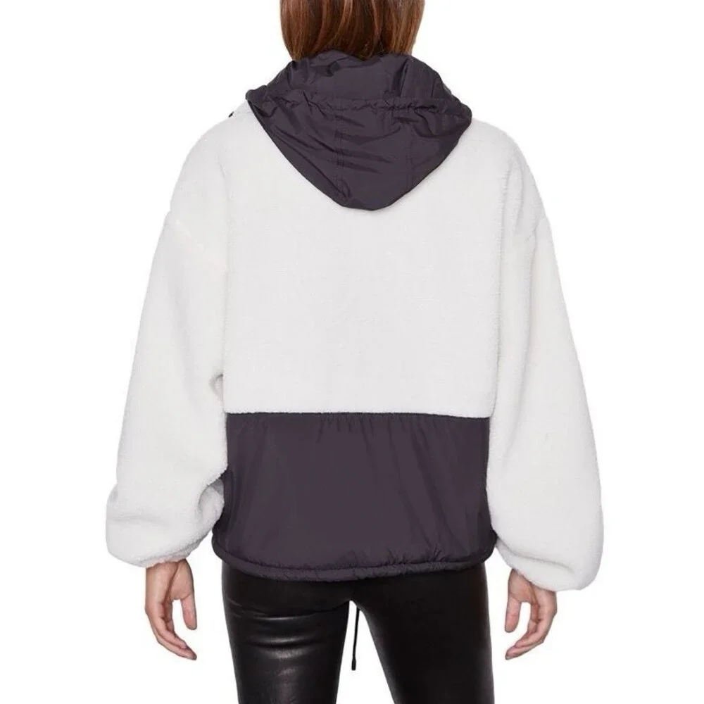 Frame Sherpa & Tech Taffeta Anorak Coat Jacket Black & White Women’s XL NWT